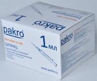 1 мл трехкомпонентный шприц Pakro инсулиновый U100 , с иглой 0,3х13, 100 шт купить в Оренбурге